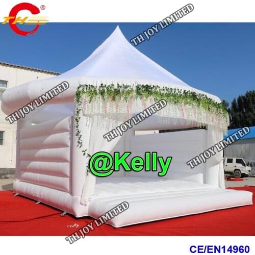 Free door shipping beautiful inflatable white bouncer castle for sale, big inflatable wedding bouncer, commercial bouncy castle
