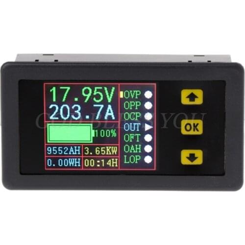 Digital Multimeter Charge-Discharge Battery Tester, LCD Color Screen Voltmeter Ammeter DC 0-90V 0-20A Volt Amp Meter Drop Ship