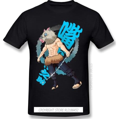 T-Shirt For Men Inosuke Hashibira 100% Cotton Tee O-Neck Demon Slayer Kimetsu No Yaiba T Shirt 3XL