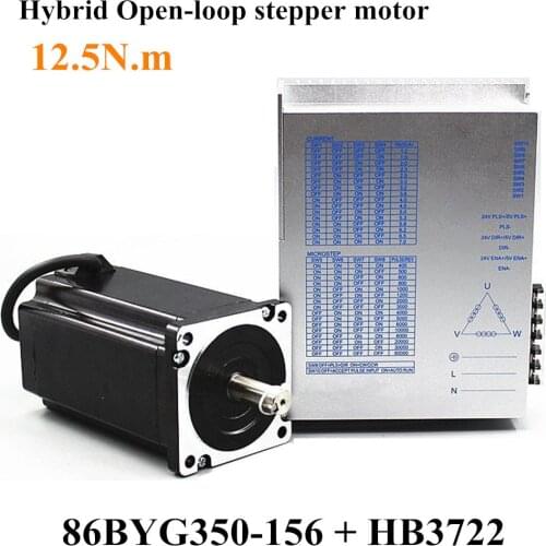 Hybird 3 Phase Nema 36 Stepper Motor kit 12.5N.m 4A 86mm Step Motor 86BYG350-156 & AC110V/220V Digital Motor Driver HB3722