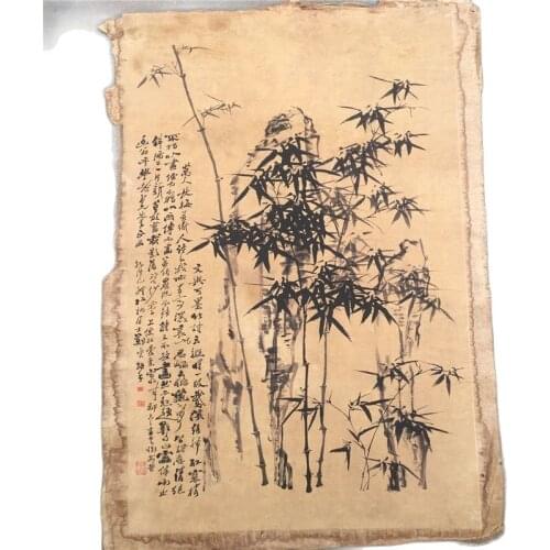 Chinese Old Scroll Zheng Banqiao Bamboo Painting Rice Paper Painting Slice