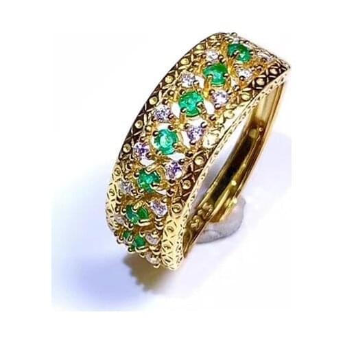 Women Ring Green Emerald Ring for Girl Ornament Real 925 Silver Natural Gem Style Birthday Gift May Birthstone Sale