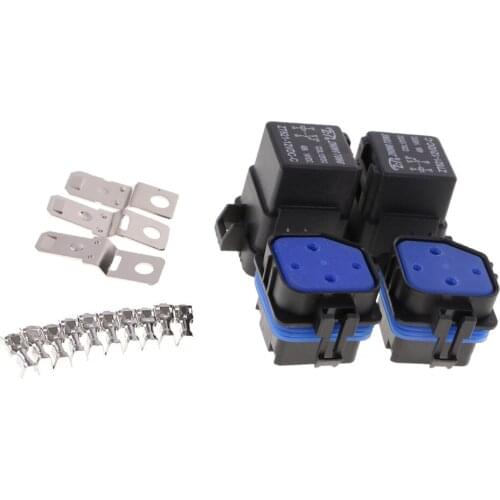 2 Set Waterproof 12V 40A Car Vehicle 5Pin Sealed Integrated Relay Socket Kit
