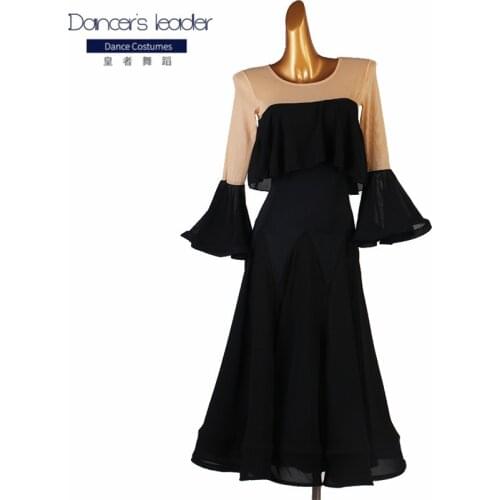Modern dance custom lantern sleeve elegant tango costume female adult professional ballroom dance stage competition costume