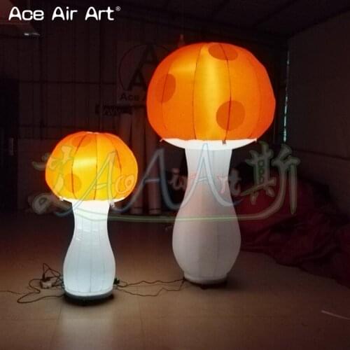 Beautiful 2m H inflatable mushroom balloon model,led pop up mushroom replica with 16 changing colors for yard decoration