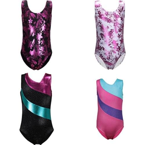 Colorful Girls Gymnastics Leotard Flowers Sleeveless Ballet Dancesuit Ballet Tutu Dancewear Performance Practice Ballet Cloth