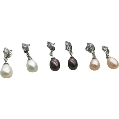 LJHMY Luxury Fashion Jewelry Crystal Pave Stud Earrings with Freshwater Pearl Ear Rings for Women Gothic