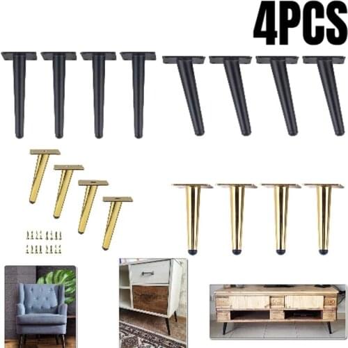 4PCS Metal Furniture Legs Oblique Straight Black/Gold 120-400mm for TV Cabinet Counter Chair SofaTea Coffee Table with Screws