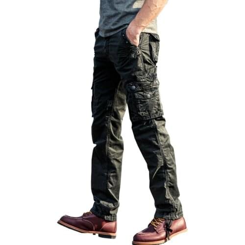 Men Cotton Military Casual Ankle Length Pants Solid Comfortable Straight Trousers 3 Colors 28-38