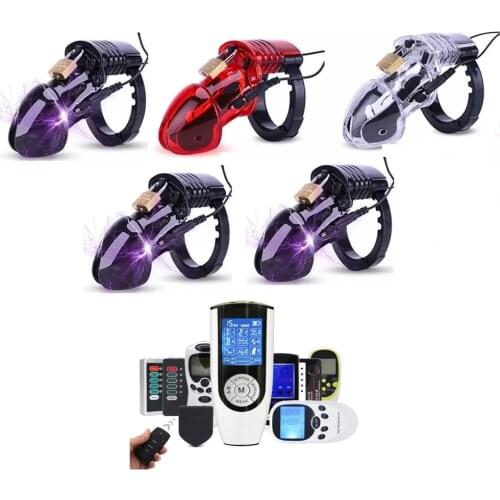 Wireless Remote Control Electro Shock CB6000 Male Lock With Adjustable Ring Chastity Belt BDSM Chastity Device Cock Cage For Man