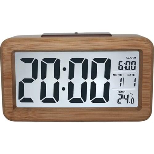Solid Wood Table Clock Desktop Alarm Clock Room Living Room Decoration Electronic Clock Fashion Electronic Office Desk Clock