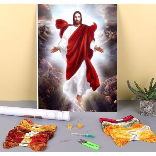 Region Jesus Printed Fabric 11CT Cross-Stitch Embroidery Kit DMC Threads Painting Craft Knitting Handmade Promotions Mulina