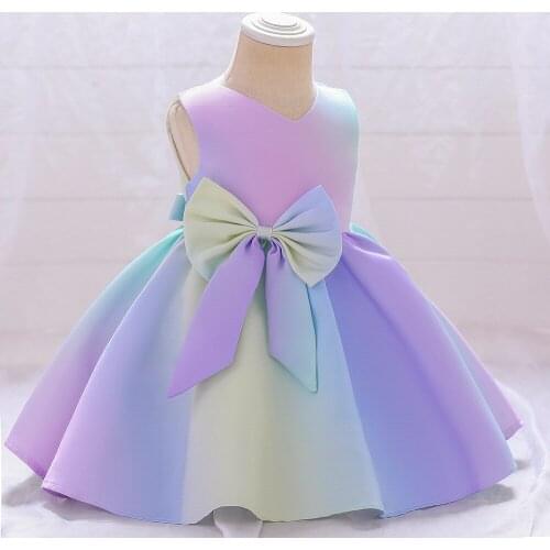 2021 Summer Baptism Newborn 1 Year Birthday Dress For Baby Girl Colorful Princess Dresses Party Dress Child Costumes Gradient