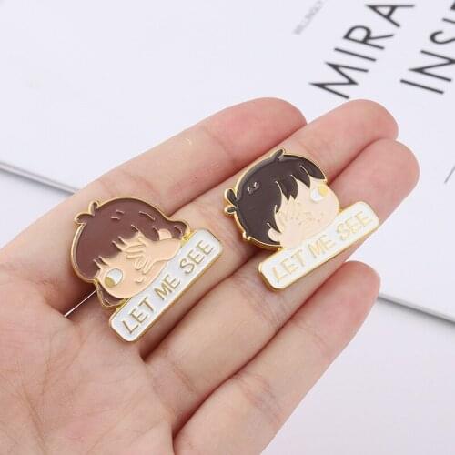 Simple Couple Doll Head Enamel Pins Cute Lapel Badges For Clothes Jewelry Collar Brooches Gifts Accessories For Kids Friends Bag