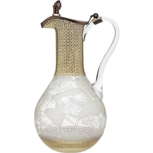 Handmade Accorder Jug Noahs Pudding Bottle Glass Special Design Water Bottle Gilt Gold Bronze Ashoura Limited Edition