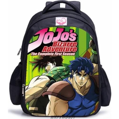 JoJo Adventure Backpack Knapsack Rucksack Travel School Bag Book Bag Black Front Zipper for Men Teens Students
