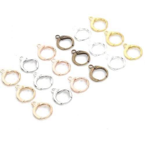 20pcs/lot 14x12mm Plated-Sliver French Earring Hooks Wire Settings Base Hoops Earrings For DIY Jewelry Making Supplies Handmade