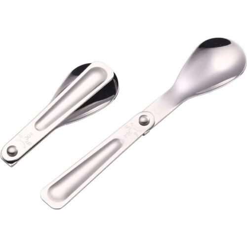 Stainless Steel Folding Spoons Student Outdoor Dual-purpose Picnic Portable Tableware Set Gift Rice Spoon Kitchen Items