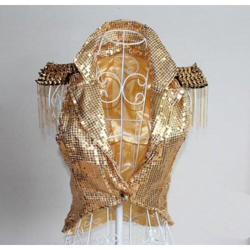 Songyuexia Hip-hop jazz dance rivet fringed sequins swallow tail small suit stage singer canteen performance dress