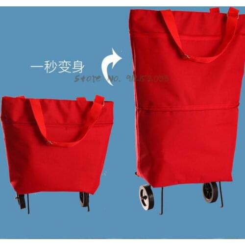 Shopping Cart Pull Bag Portable Trailer Shopping Artifact Household Small Cart Supermarket Shopping Bag Foldable Tug Bag