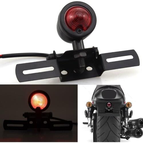 Universal Motorcycle Rear License Plate Tail Frame Holder Bracket with LED Light Accessories For Harley Yamaha Cafe Racer Honda