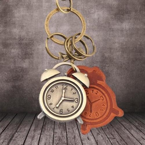 Vintage Alarm Clock Model Keychain Pendant Women Men Key Chains Christmas Gift Jewelry Car Bag Key Decor Keyrings