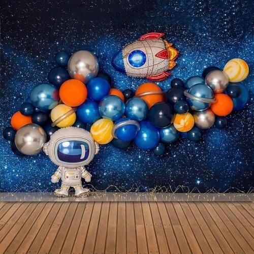 Outer Space Balloon Garland Kit 85Pcs Universe Space Planets Party UFO Rocket Astronaut Balloons Kids Birthday Party Decorations