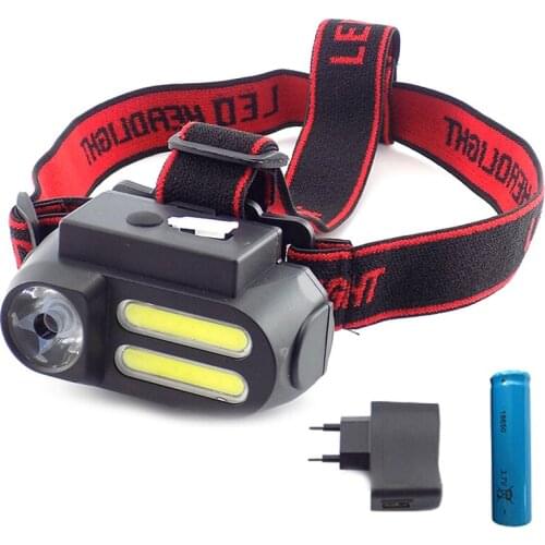 Bright rechargeable 3 Led XPE COB USB Headlamp headlight 18650 frontal head Lamp torch light Flashlight For Fishing camping s1