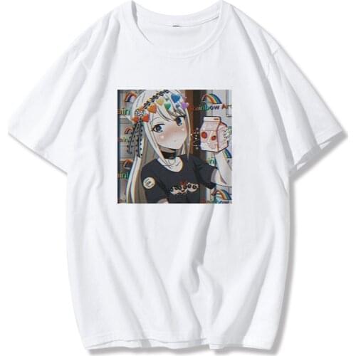 Women T Shirt Summer Short Sleeve Cartoon Print Tshirts Ulzzang Harajuku Vintage Tee Shirt Oversized T-shirt Female Tops Clothes