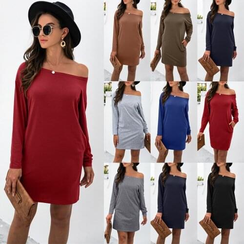 Women Spring Autumn Solid Color Dresses Robe Femme Long Sleeve Y2K Dress For Womens Clothing 2021 Casual Loose Vestido De Mujer