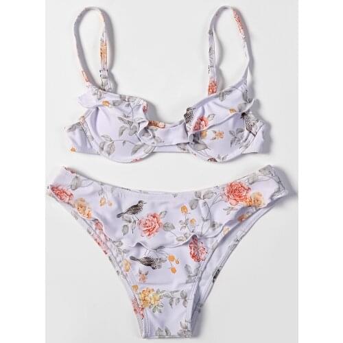 ZTVitality Floral Print Underwire Sexy Bikinis Push Up Bikini 2021 New Arrival Straps Padded Bra Swimsuit Female Swimwear Women