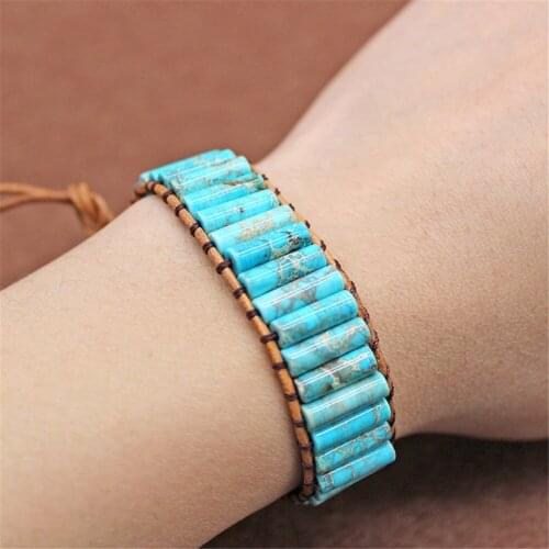 1PC Natural Stone Hand-woven Bracelet Female Male Blue Stone Fashion Personality Lovers Boudoir Gift Drop Shipping