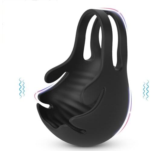 10 Modes Vibrating Penis Massager Ring Dildo Sex Toys for Men Scrotum Massager Male Chastity Cage Testicle Bondage Vibrators