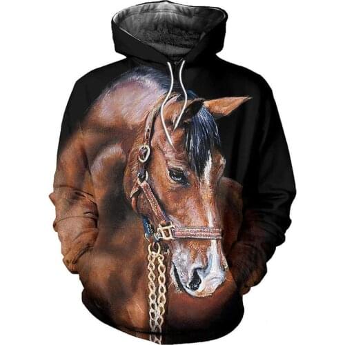 3D All India horse art zipper shirt casual shirt fashion street hip hop Hoodie AA