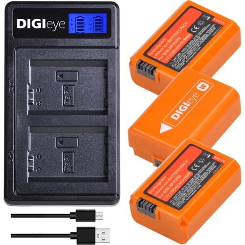 3Pcs 2160mAh NP-FW50 NP FW50 Battery + LCD USB Dual Charger for Sony Alpha a6500 a6300 a7 7R a7R a7R II a7II NEX-3 NEX-3N NEX-5