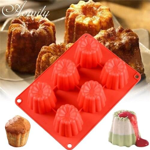 Aomily 6 Holes Flowers Cake Mousse Silicone Mould DIY Fondant Chocolate Candy Mould Kitchen Sugarcraft Pastry Baking Tools Gift