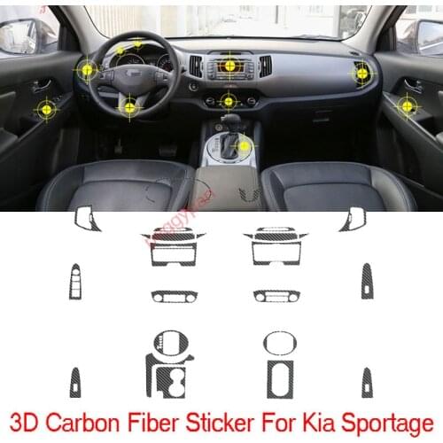 Car-Styling New 3D Carbon Fiber Car Interior Center Console Color Change Molding Sticker Decals For Kia Sportage R 2011-2015