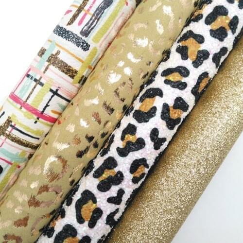 Grass green GlitterLeather IridescentTartan Printed Faux LeatherTiger GrainSynthetic Leather Fabric 21x29CM Twinkling Ming KM493