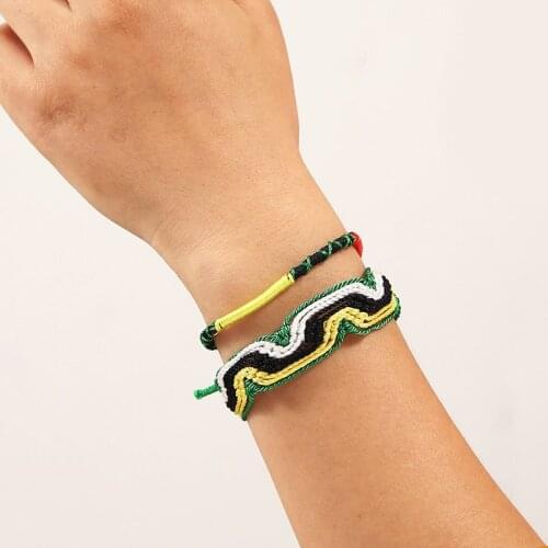 2 Pcs/Set Ethnic Style Fashion Lace-up Adjustable Bracelets For Women Bohemian Handmade Rope Weave Multicolor Charm Bracelet