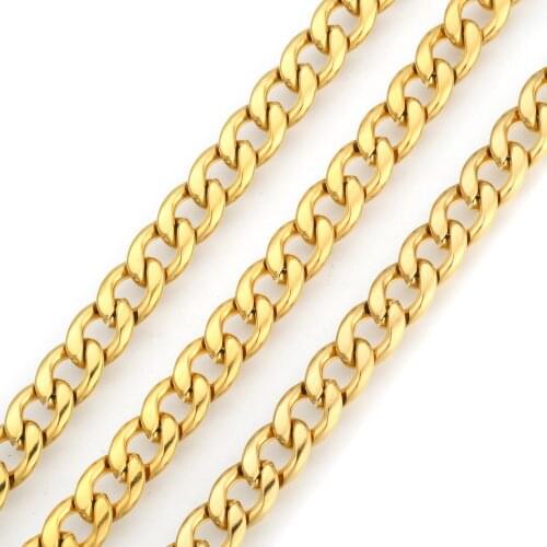 10m Golden 304 Stainless Steel Cuban Link Chains Chunky Curb Chains for Necklace Bracelet Making DIY Jewelry Making Findings