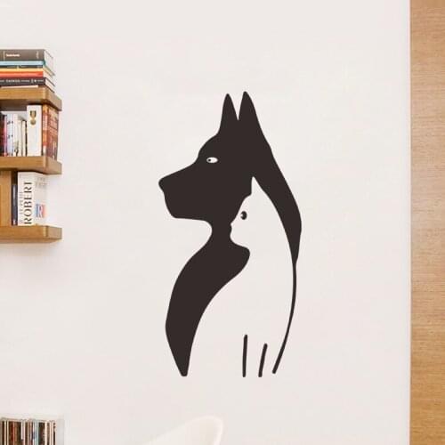 Black White Art Cat Dog Wall Stickers Bedroom Door Decals Kitchen Fridge Sticker Creative Room Decoration Aesthetic Home Decor