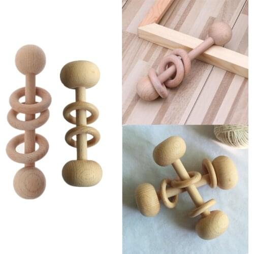 1 Pc BPA Free Food Grade Wooden Baby Teether Rattles Toys Wood Rodent Newborn Teething Ring Play Gym Montessori Toys