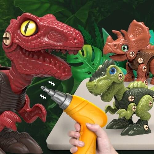 Childrens Disassembly Dinosaur Toy Baby Puzzle DIY Toy Assembly Dinosaur Removable Screw Electric Drill DIY Children Toy Gift