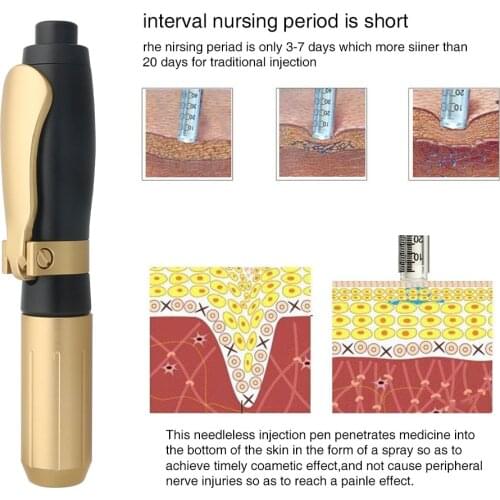 Hyaluronic Gun 3 Gears 0.5ml High Pressure Hyaluron Pen For Skin Lifting Anti-Aging Hyaluron Massage Atomizer Pen Sterile