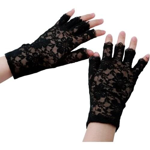 Hot Sale Sailor Dance Fingerless Womens Sexy Lace Gloves Mittens For Bride Ladies Half Finger Fishnet Gloves Mitten Handschoenen