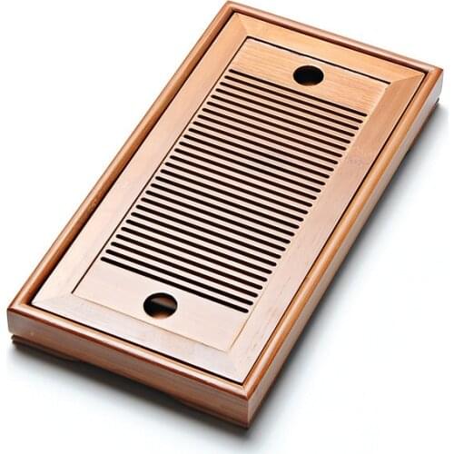 [GRANDNESS] Small Bamboo Gongfu Tea Table Serving Tray 27*14cm Chinese Bamboo Tea Tray Water Storage Kung Fu Tea Set