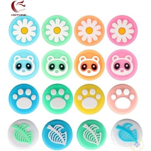 HOTHINK for NintendoSwitch NS Sakura Tanuk Crossing Analog Thumb Stick Grips for Nintend Swith Joy Con JoyCon Joystick Cap Cover