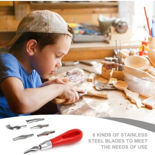 Carving Tool Creative Round Handle 6 Knife Head Art Tool Wood Carving Knife Art Printmaking Carving Knife American Carving Knife