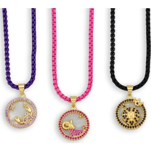 Cubic Zirocnia 12 Constellation Necklaces for Man Women CZ Trendy Pendant Jewelry Birthday Gift collar de constelacion