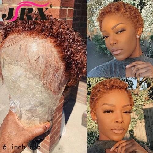 Ginger Pixie Cut Lace Wigs Short Curly Bob Human Hair Wigs For Black Women Brazilian Glueless Remy T Part Lace Wigs
